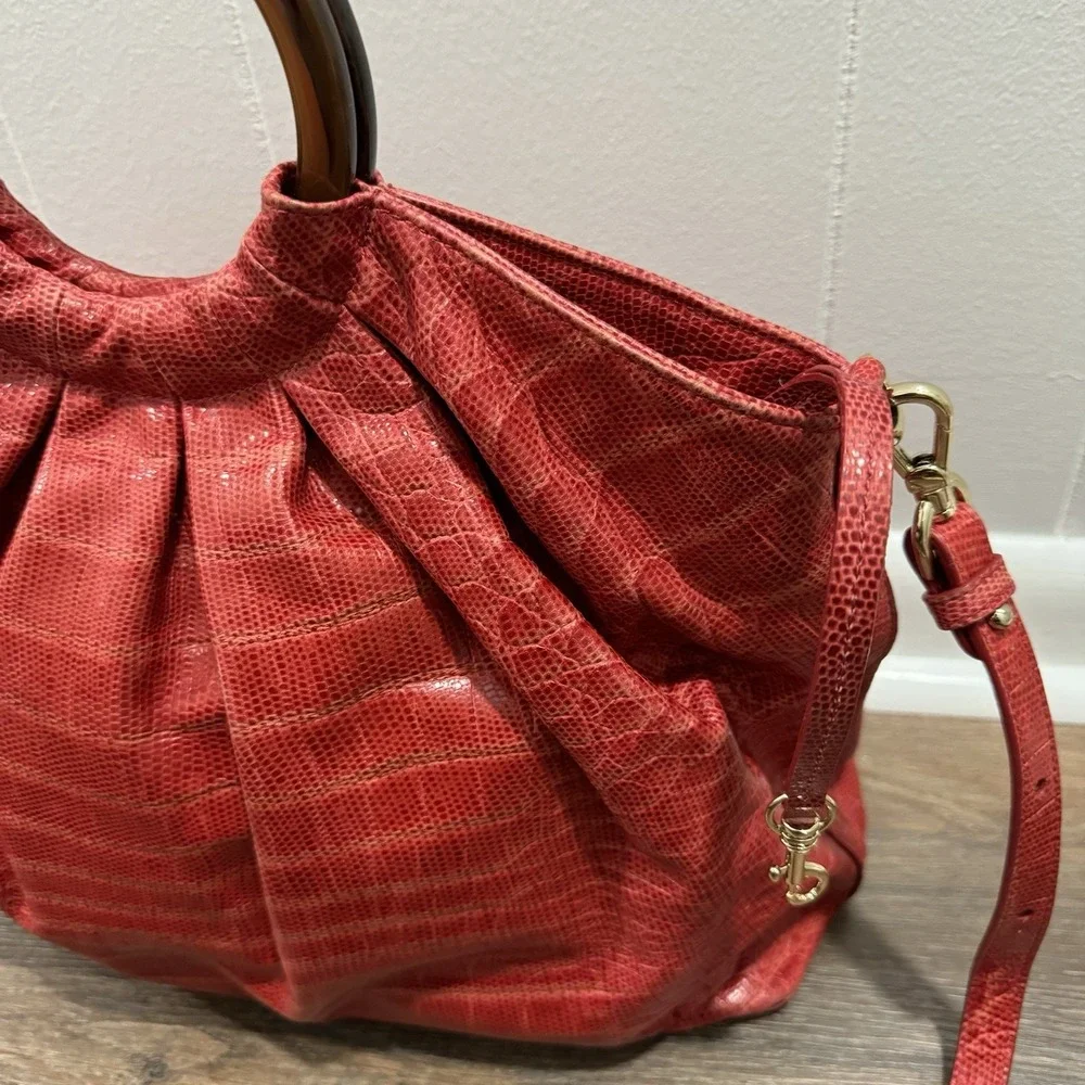Brahmin Renate Tote Bag Red Dragon Haiku‎ Python Print Leather